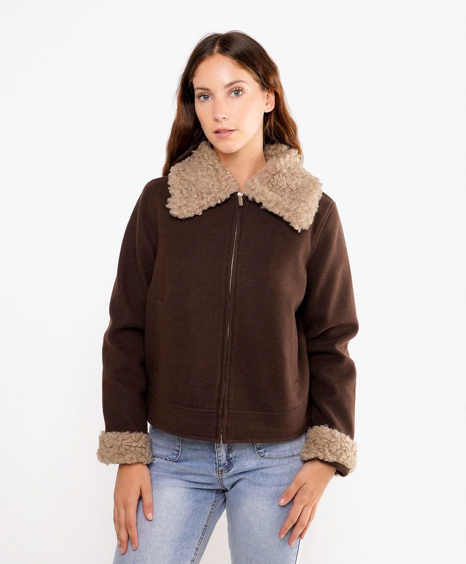 Chaqueta mujer dise&ntilde;o piel brown