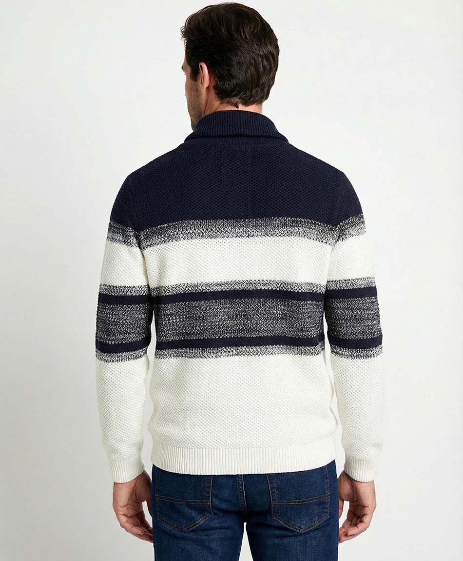 Sweater hombre smock navy white