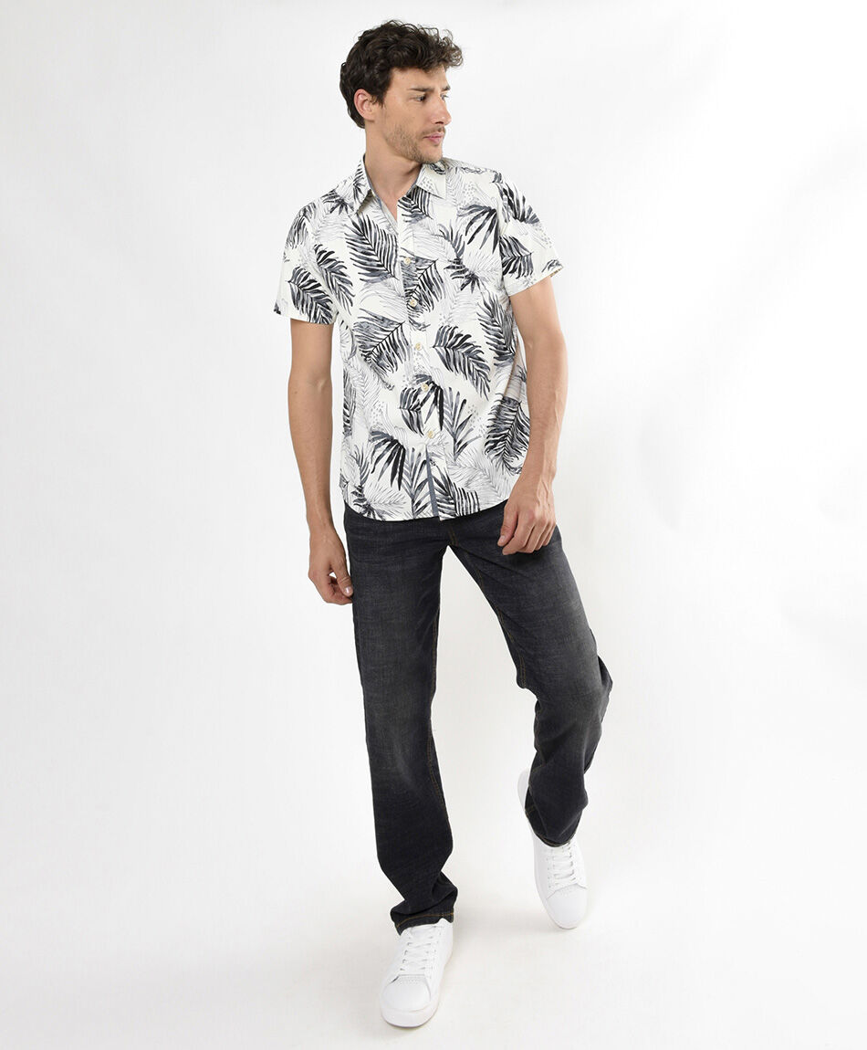 Camisa hombre estampada hojas