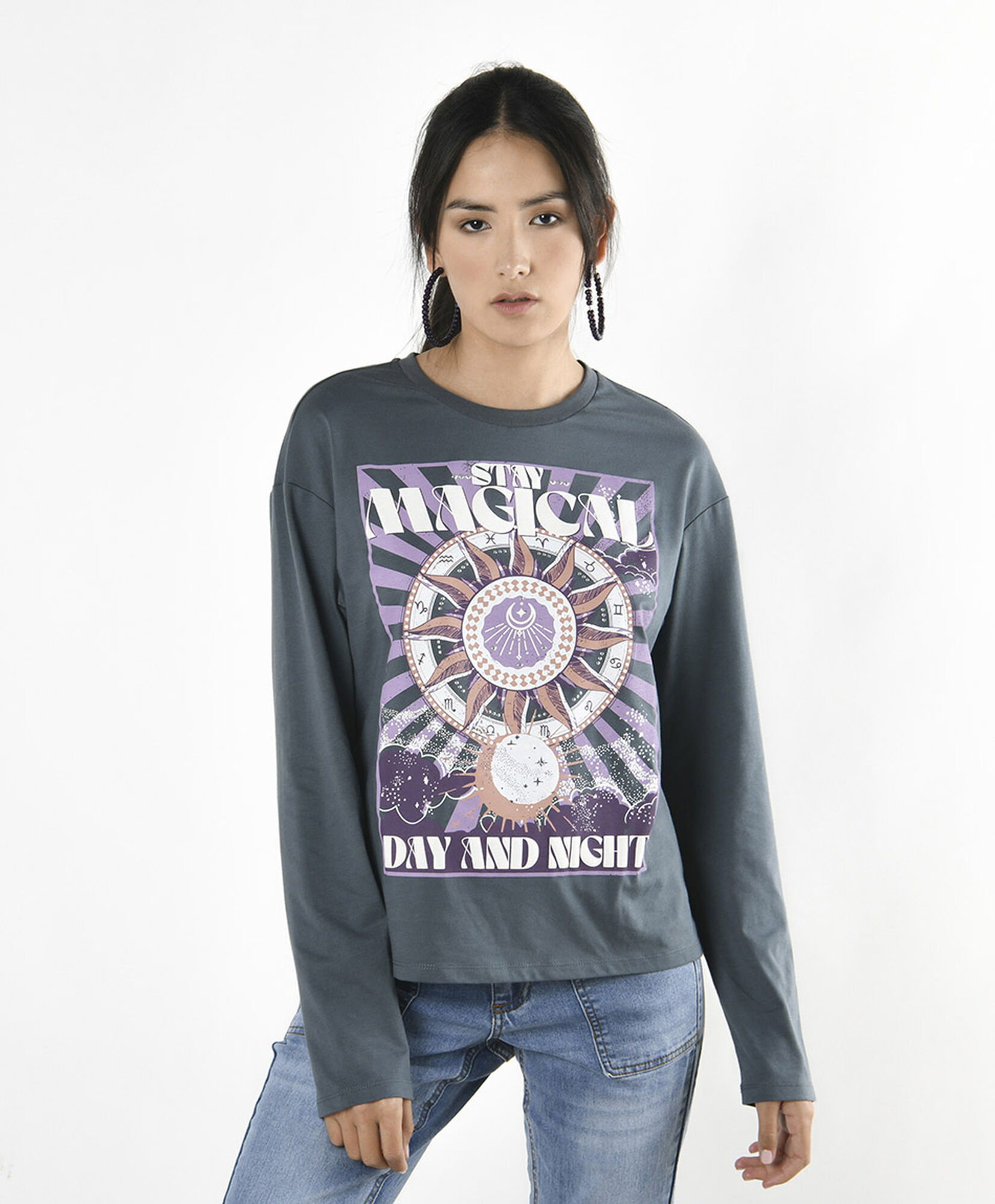 Polera mujer estampado day night Polera mujer estampado day night