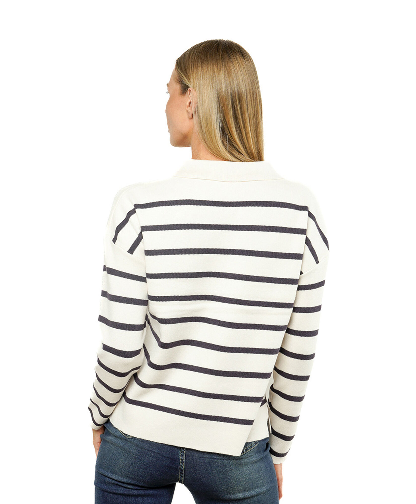 Sweater mujer líneas cuello piqué Sweater mujer líneas cuello piqué