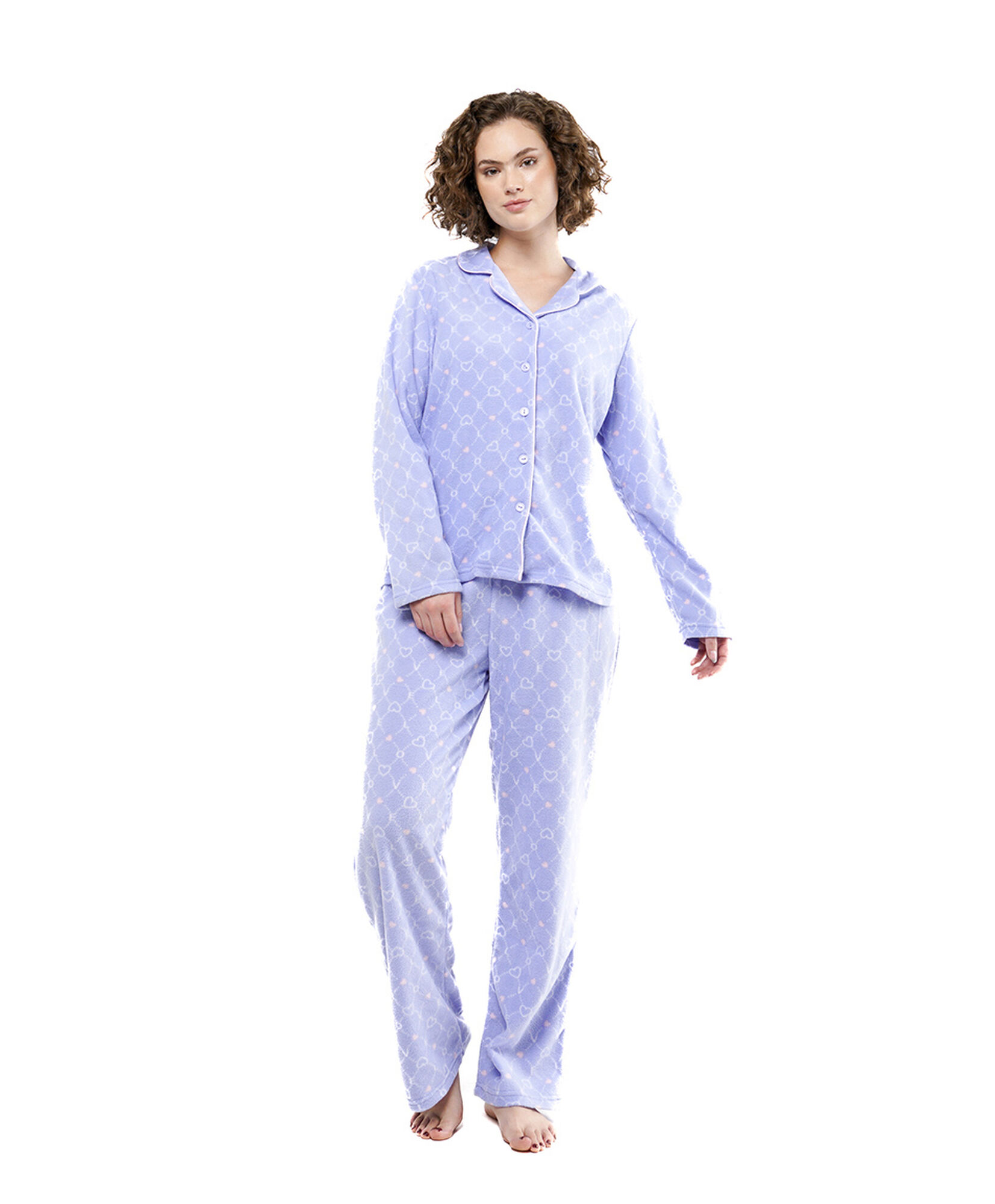 Pijama mujer corazones camisero polar Pijama mujer corazones camisero polar