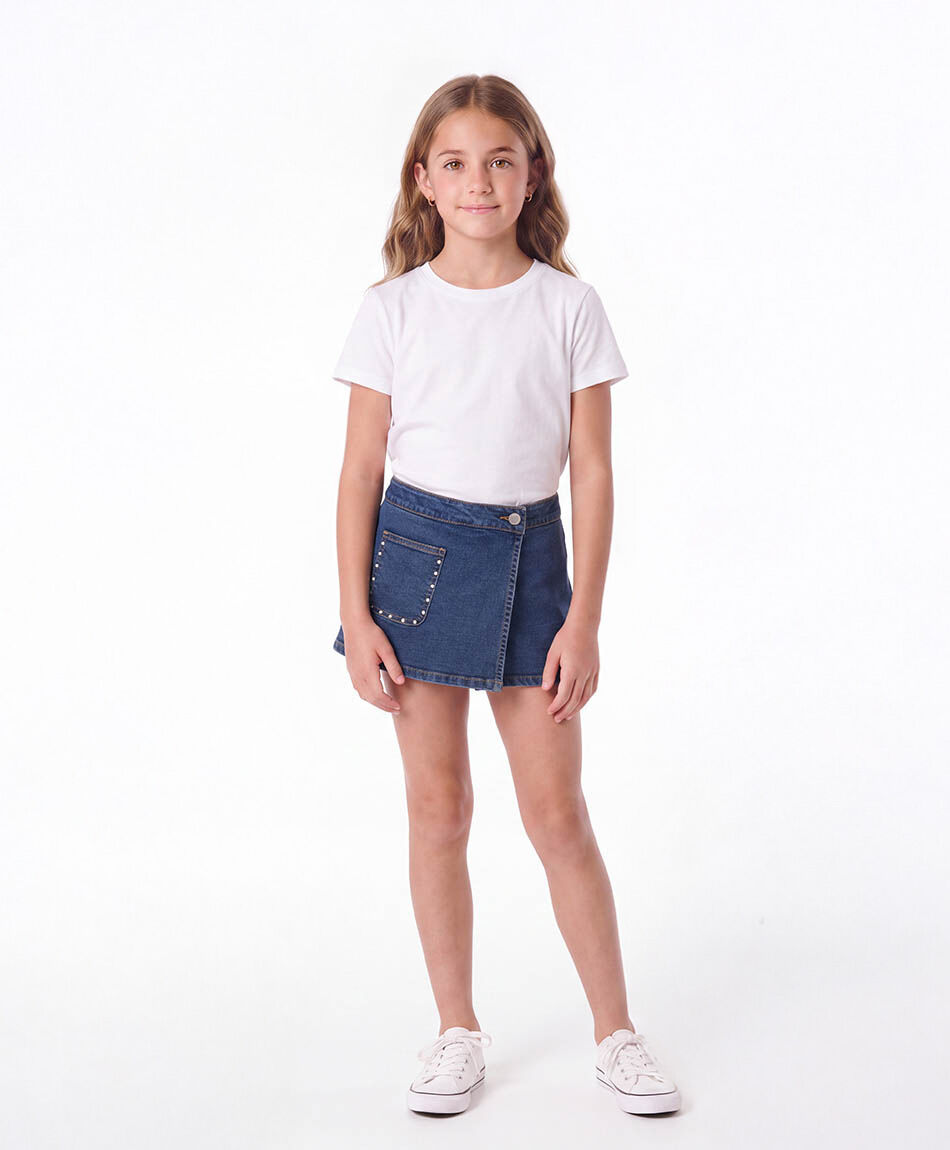 Short ni&ntilde;a falda denim