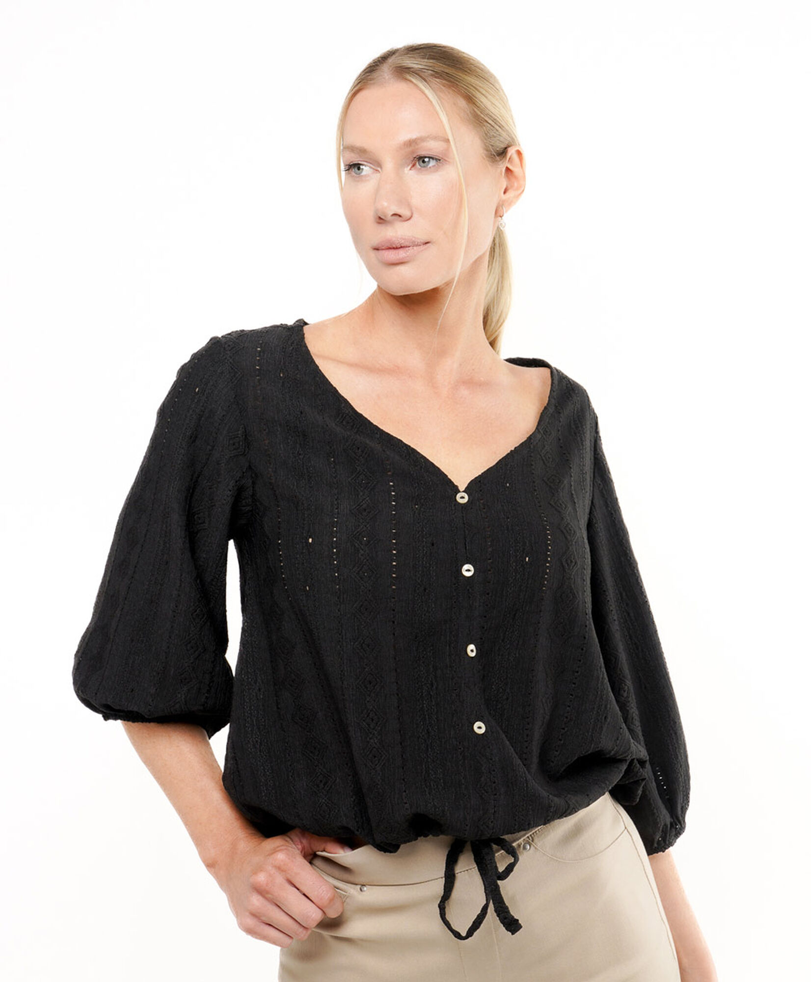 Polera mujer botones texturada Polera mujer botones texturada