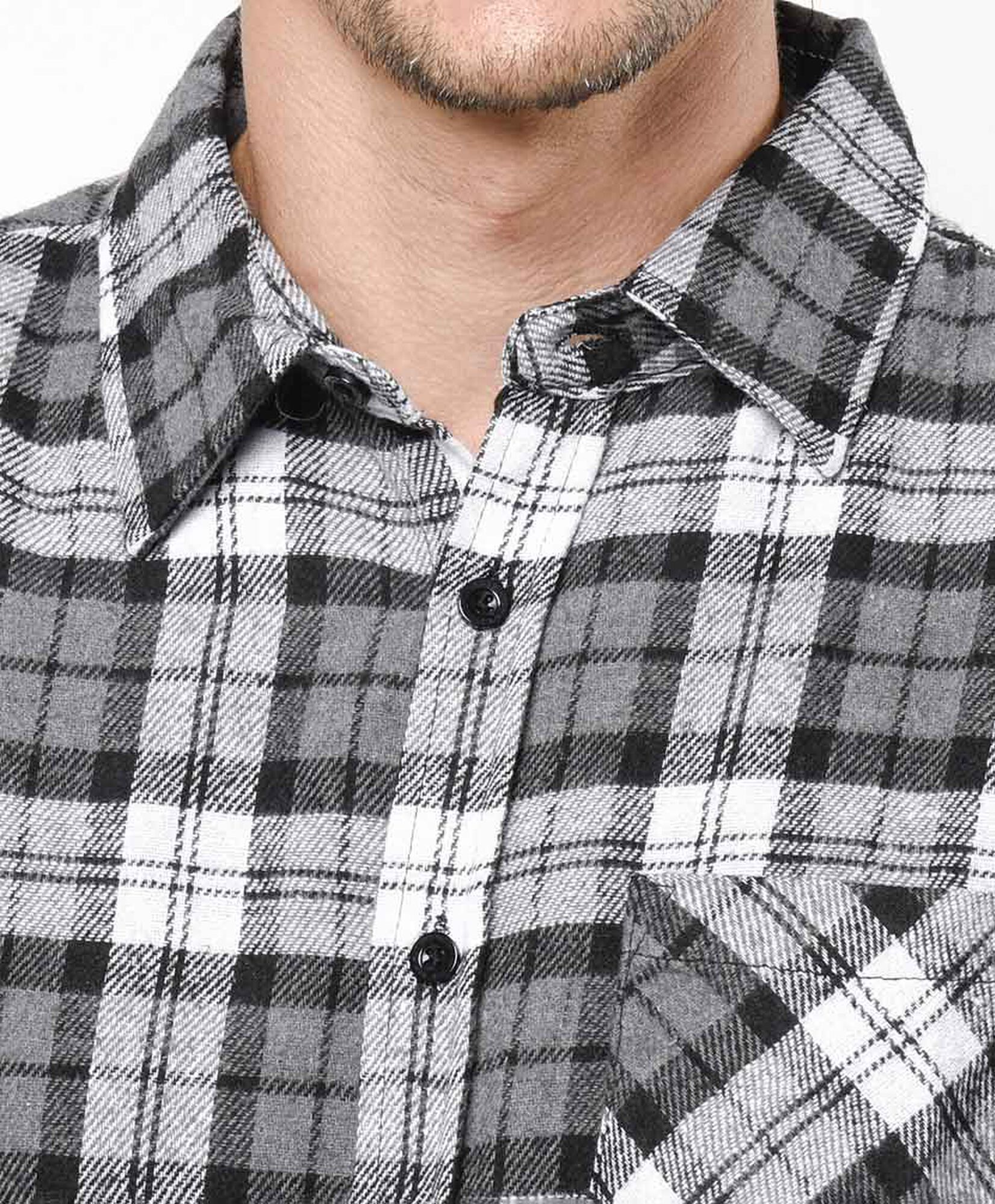 Camisa hombre franela gris y blanco Camisa hombre franela gris y blanco
