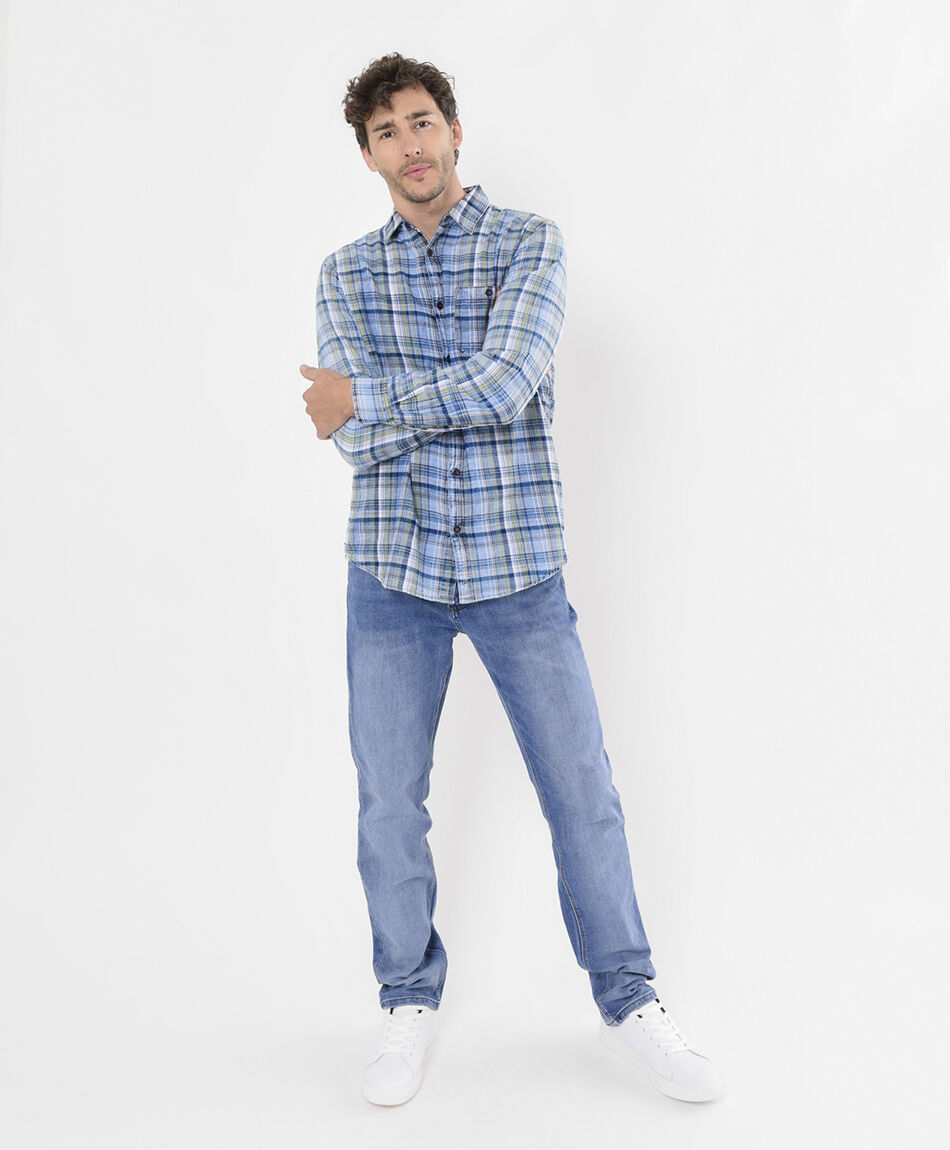 Camisa hombre escoc&eacute;s manga larga