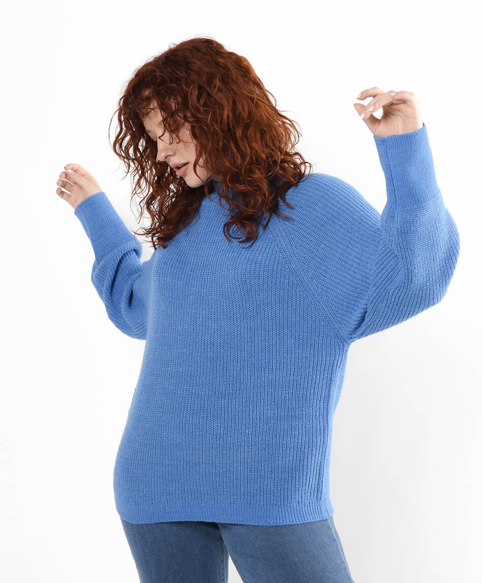 Sweater mujer canalé azul
