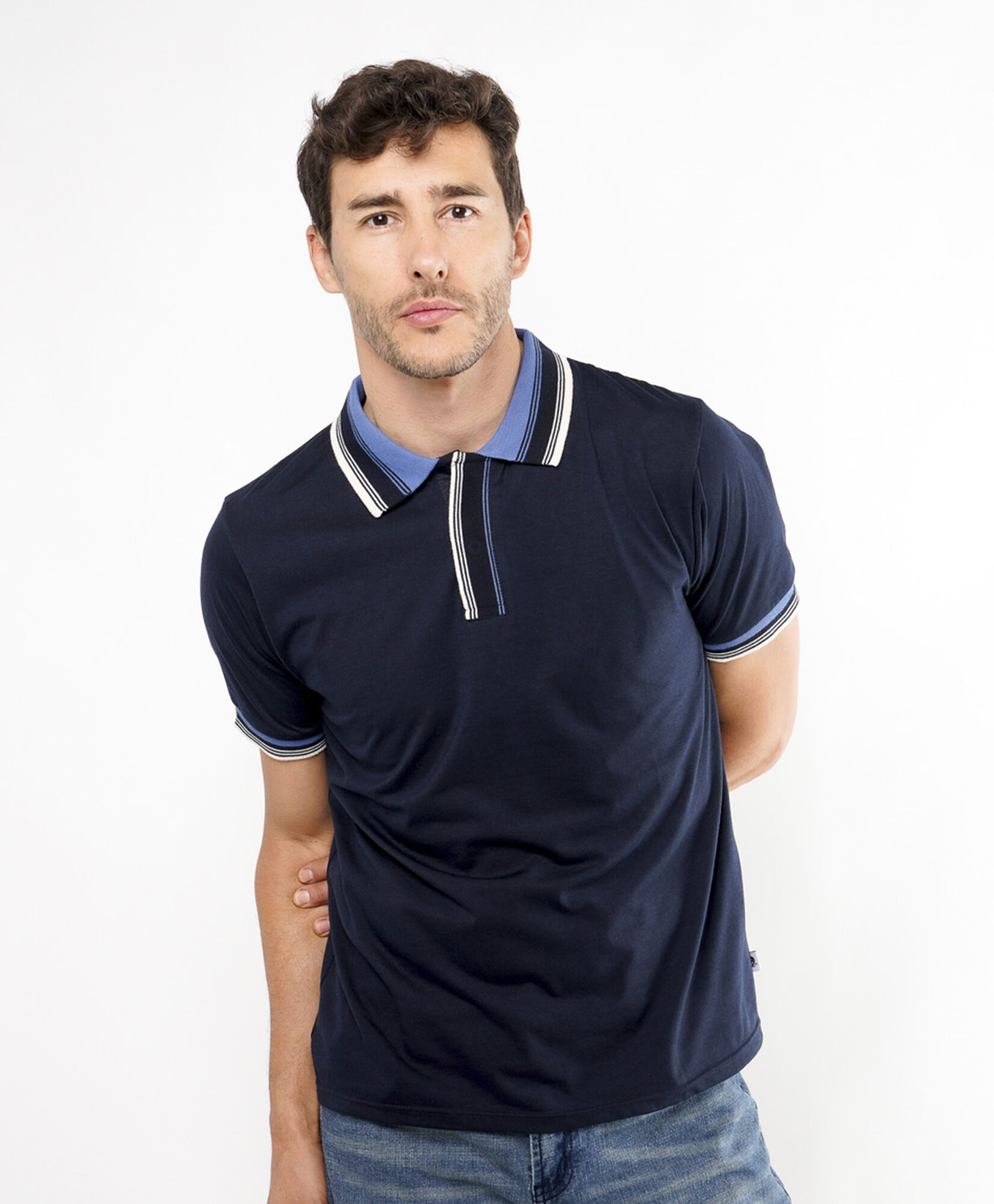 Polera hombre polo líneas Polera hombre polo líneas