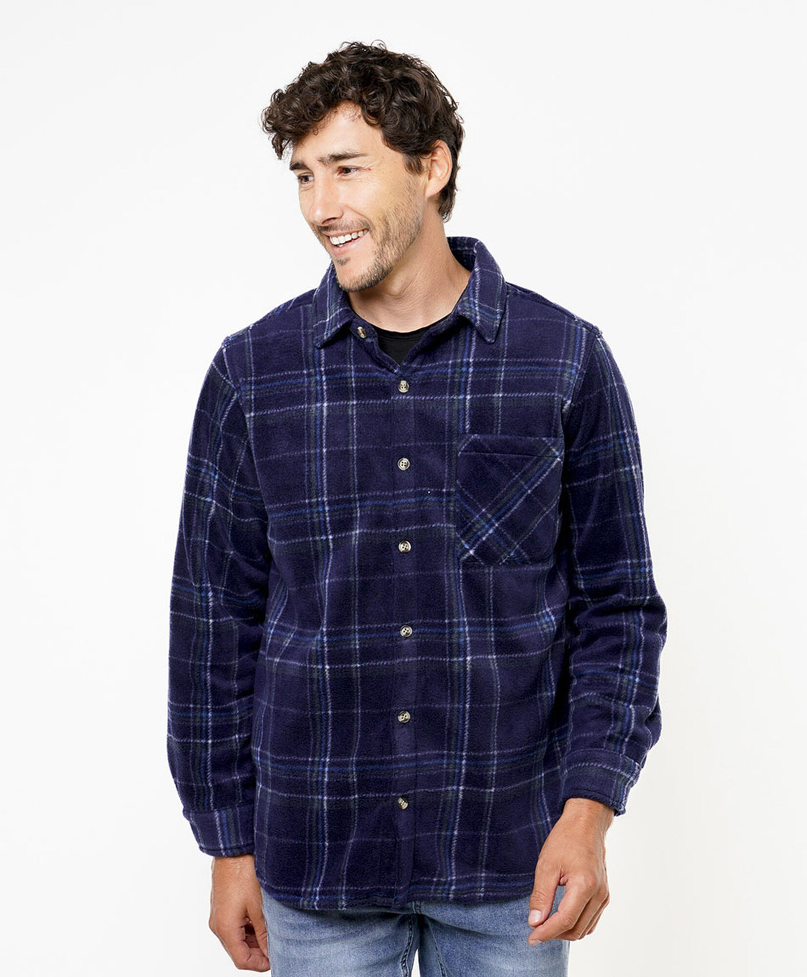 Chaqueta hombre polar leñadora azul Chaqueta hombre polar leñadora azul