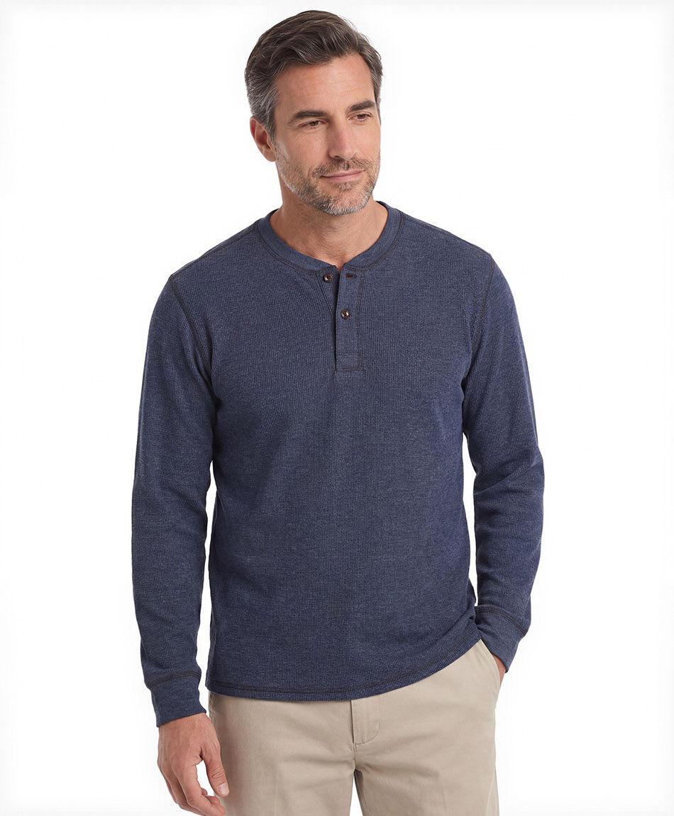 Polera hombre botones azul