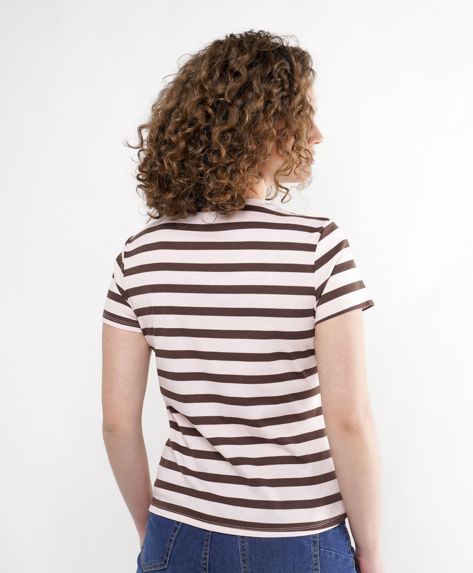 Polera mujer líneas café Polera mujer líneas café