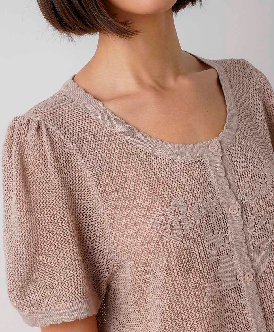 Cardigan mujer calado lazo print