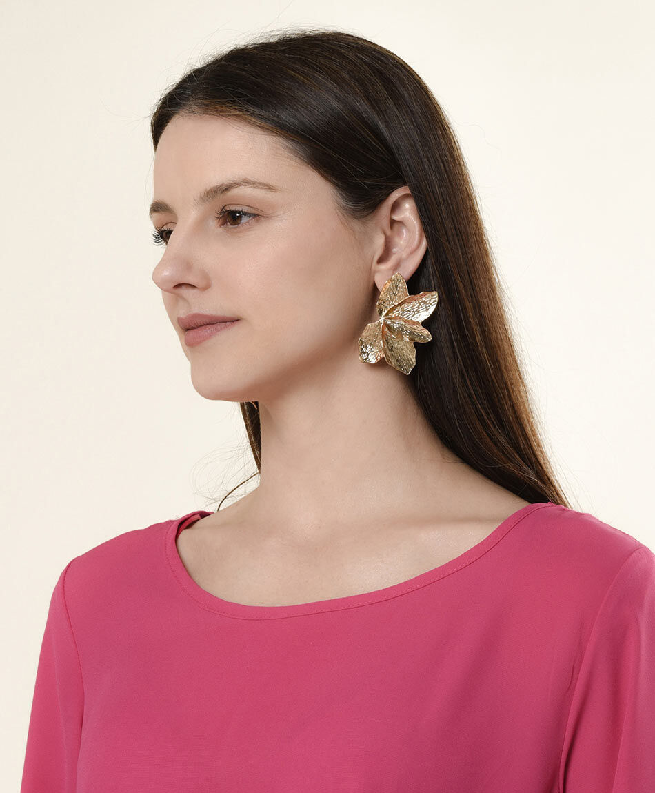 Aros mujer dorados flor de loto