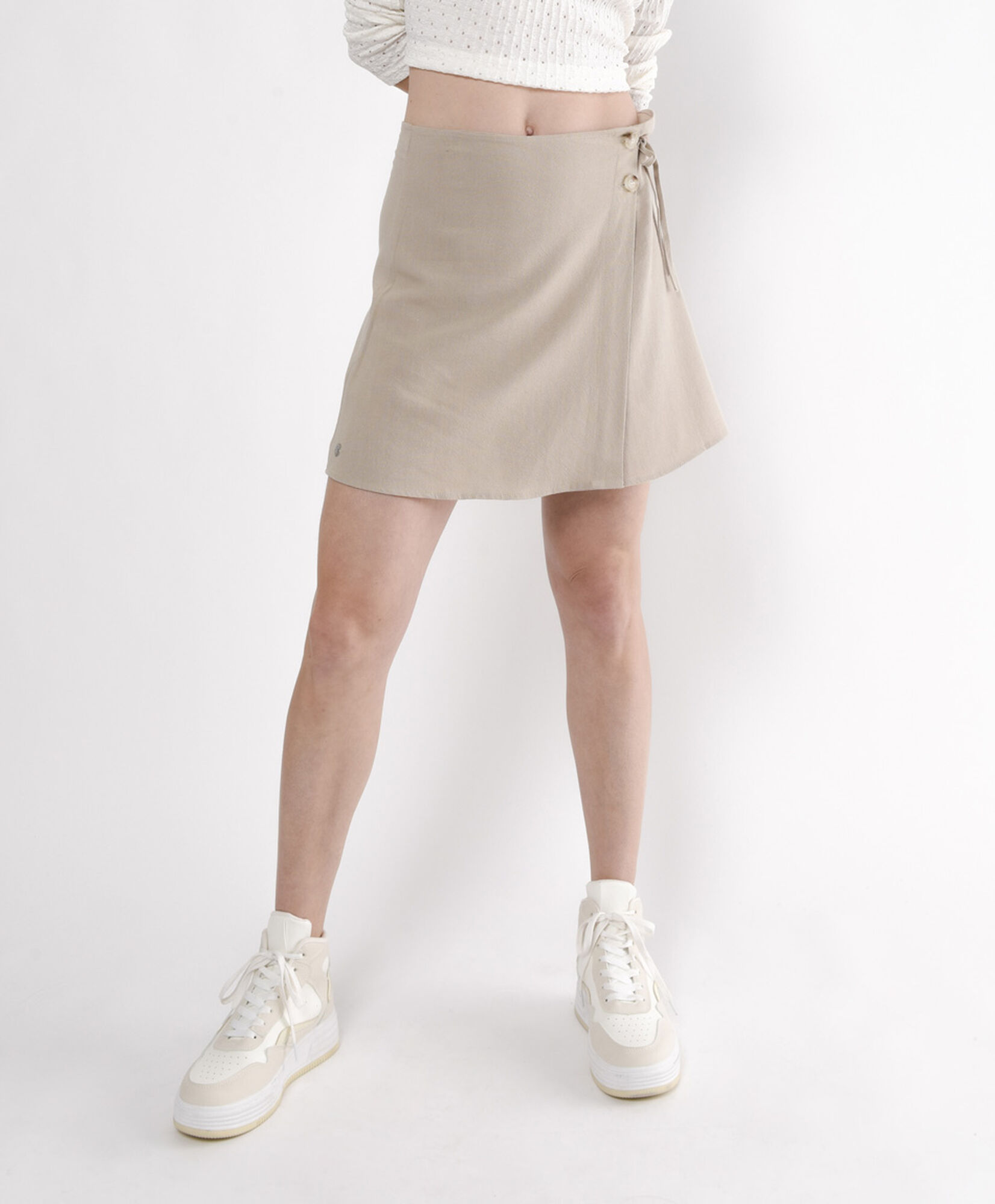Mini falda mujer lino botones Mini falda mujer lino botones