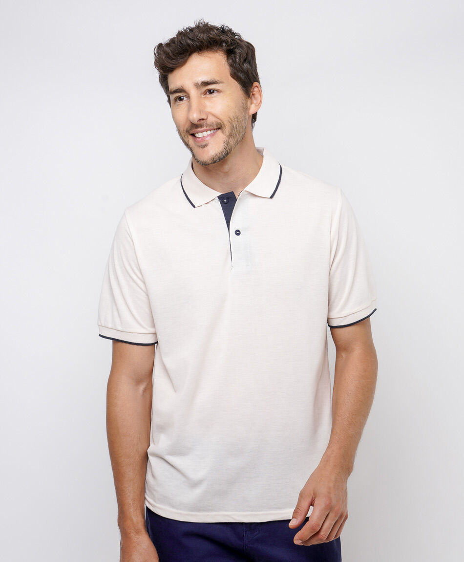 Polera hombre polo beige