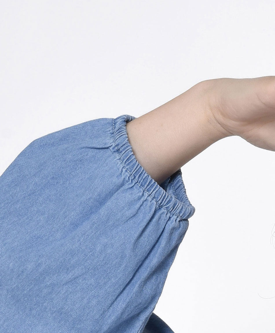 Blusa mujer denim manga elasticada