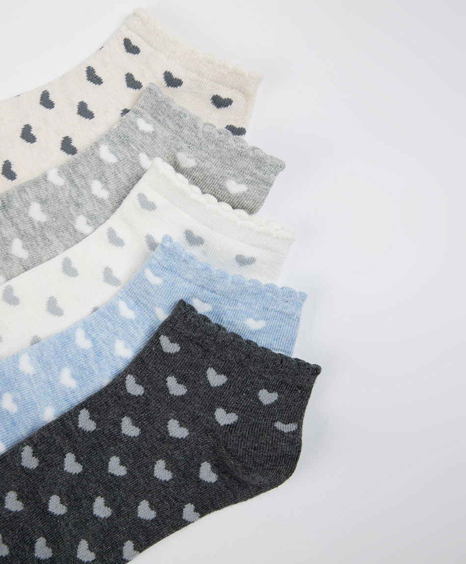 Pack 5 calcetines mujer cortos corazones