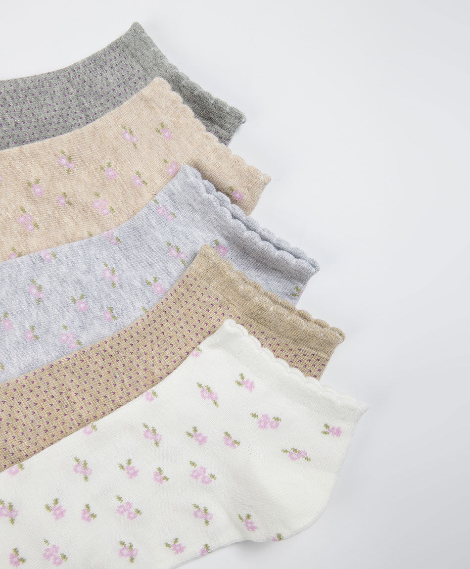Pack 5 calcetines mujer cortos flores