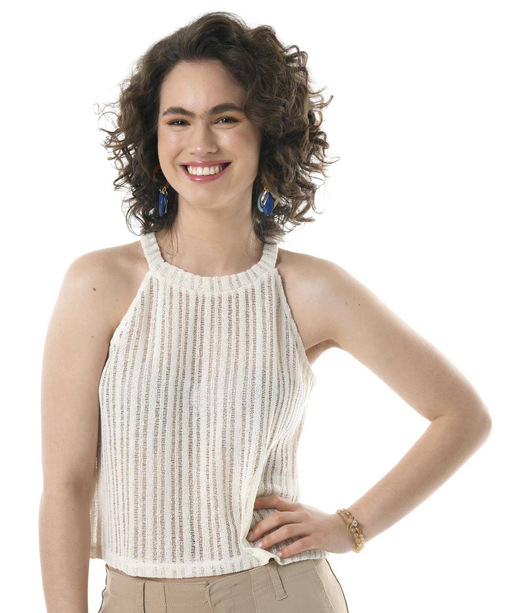 Polera mujer tejida ajustada corta Polera mujer tejida ajustada corta