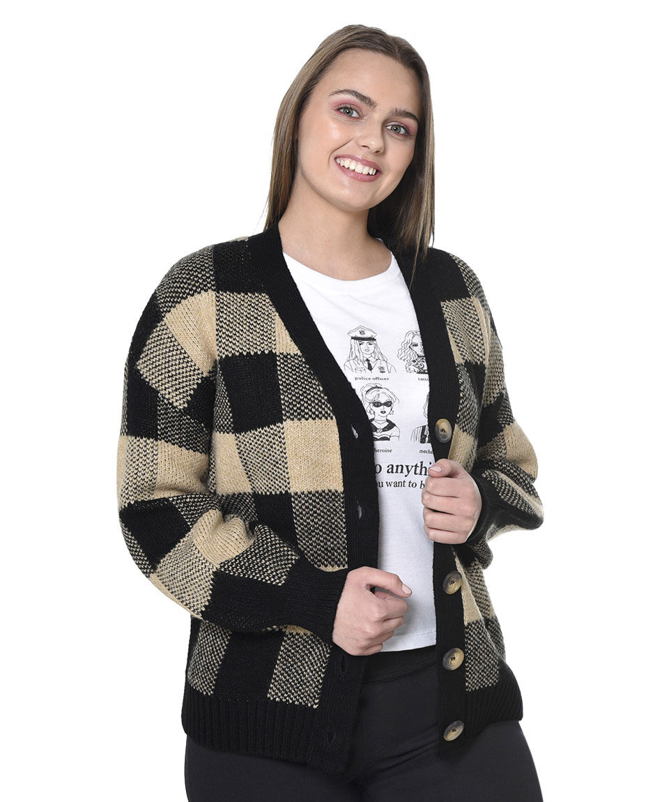 Cardigan jacquard escoces