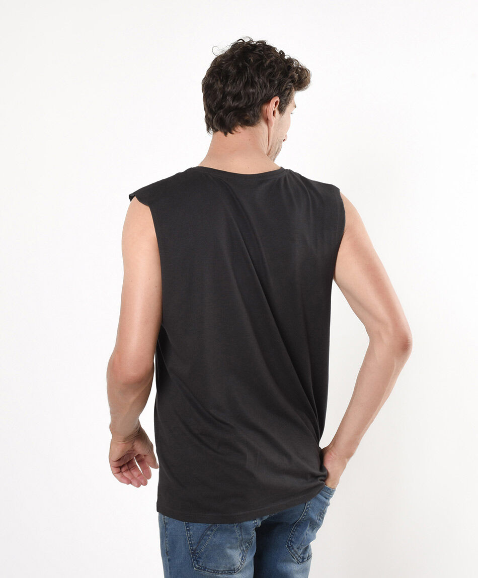 Polera hombre estampado rosa sin mangas