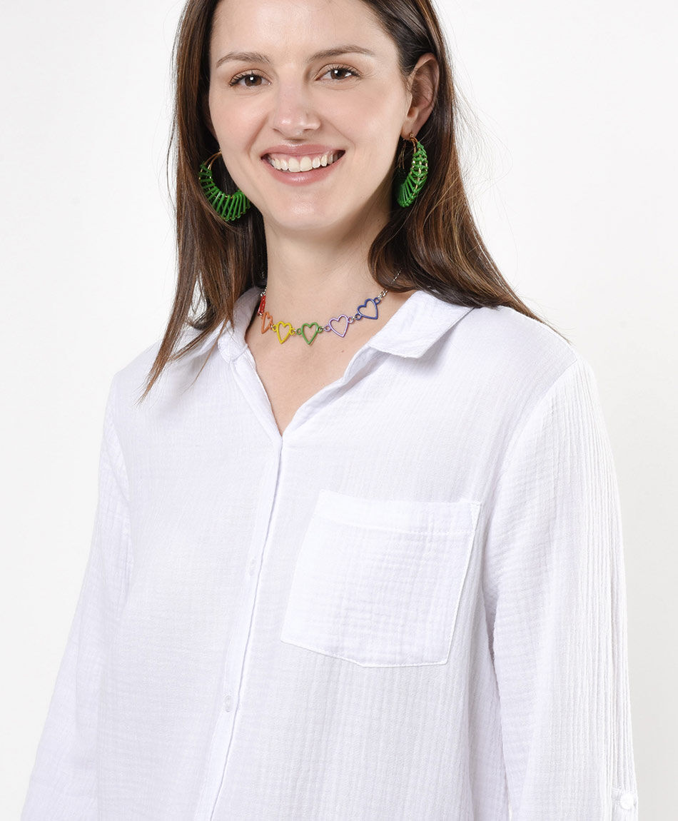 Blusa mujer texturizada blanca