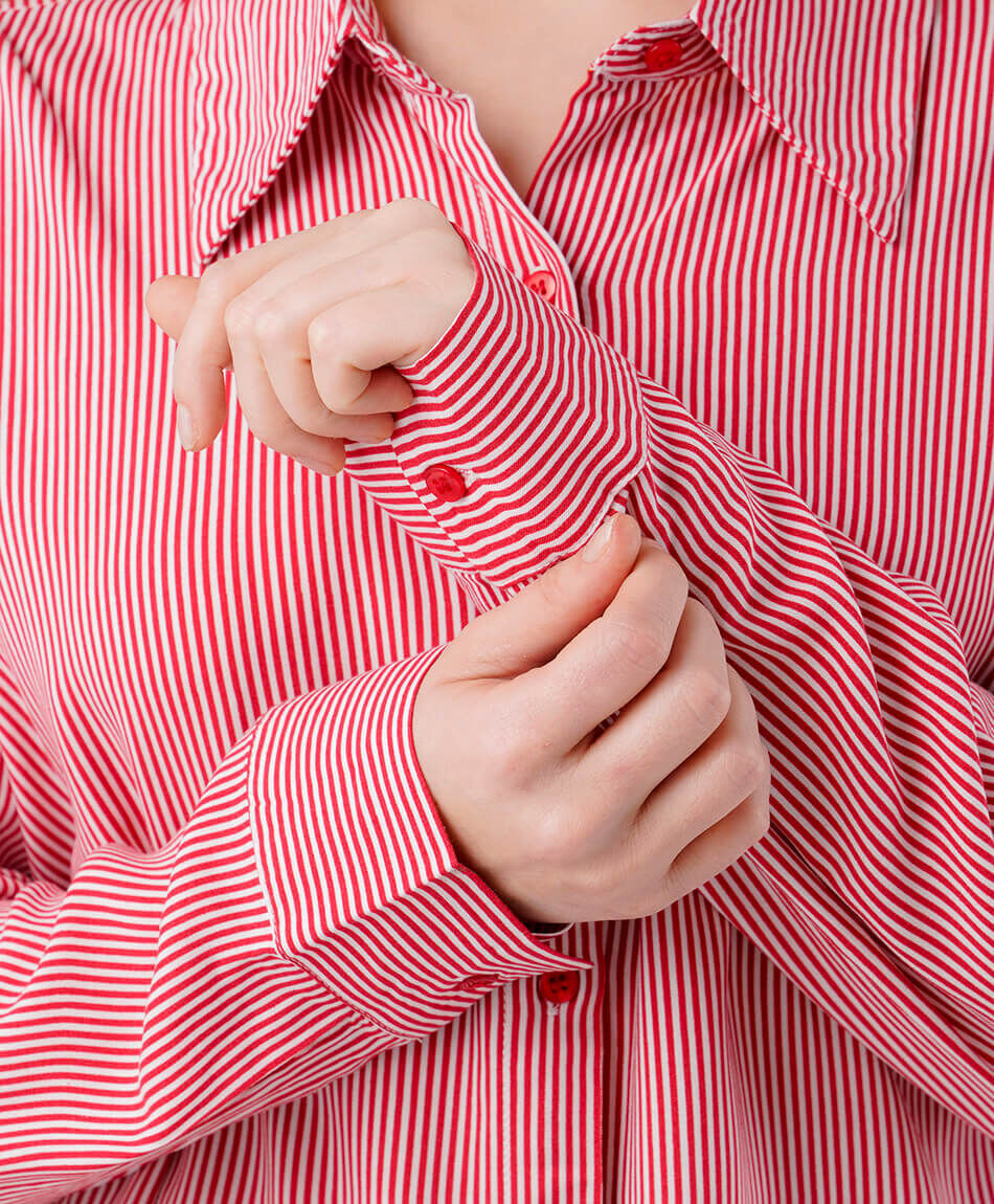 Blusa mujer camisera l&iacute;neas roja