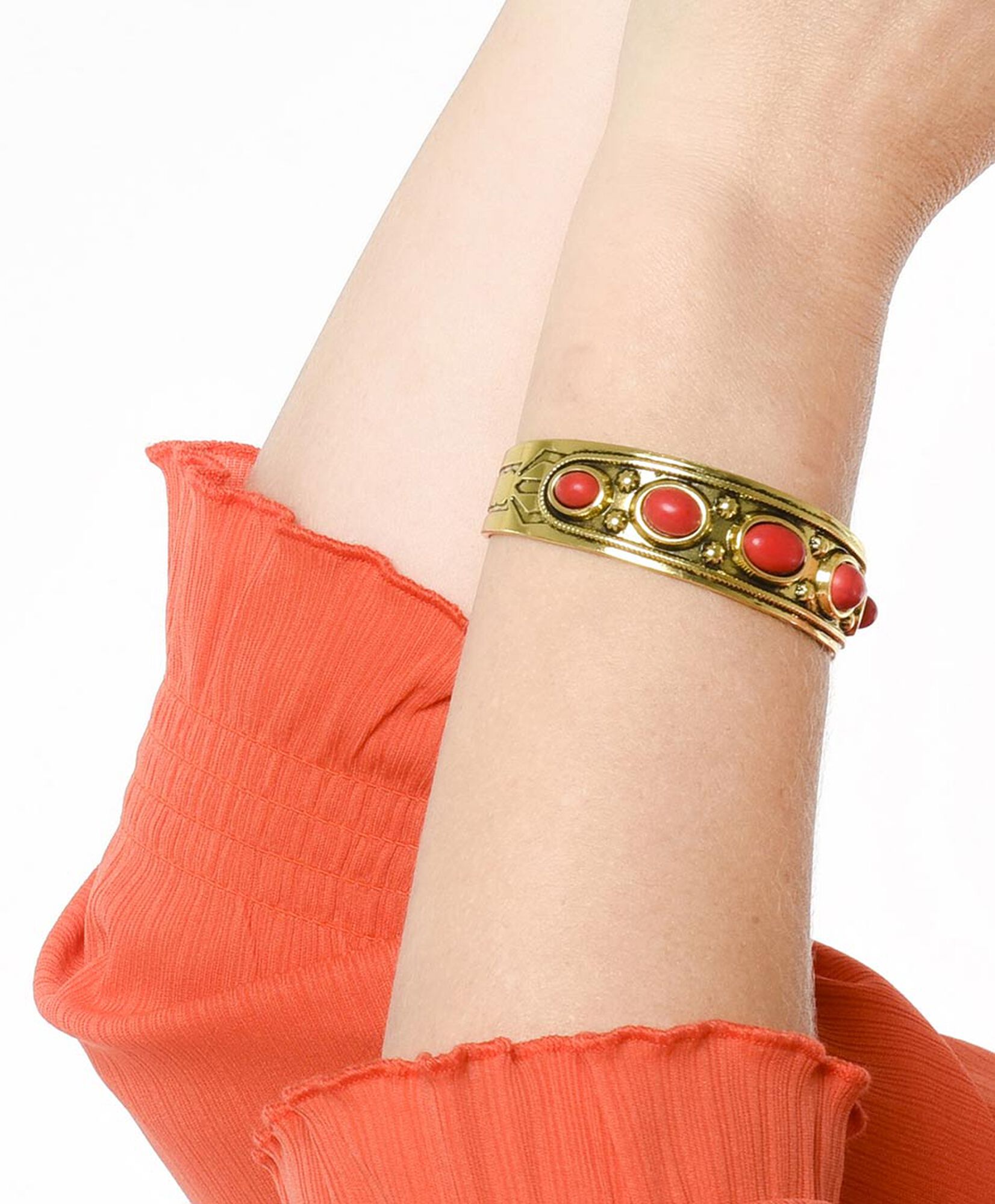 Pulsera mujer dorada y roja Pulsera mujer dorada y roja