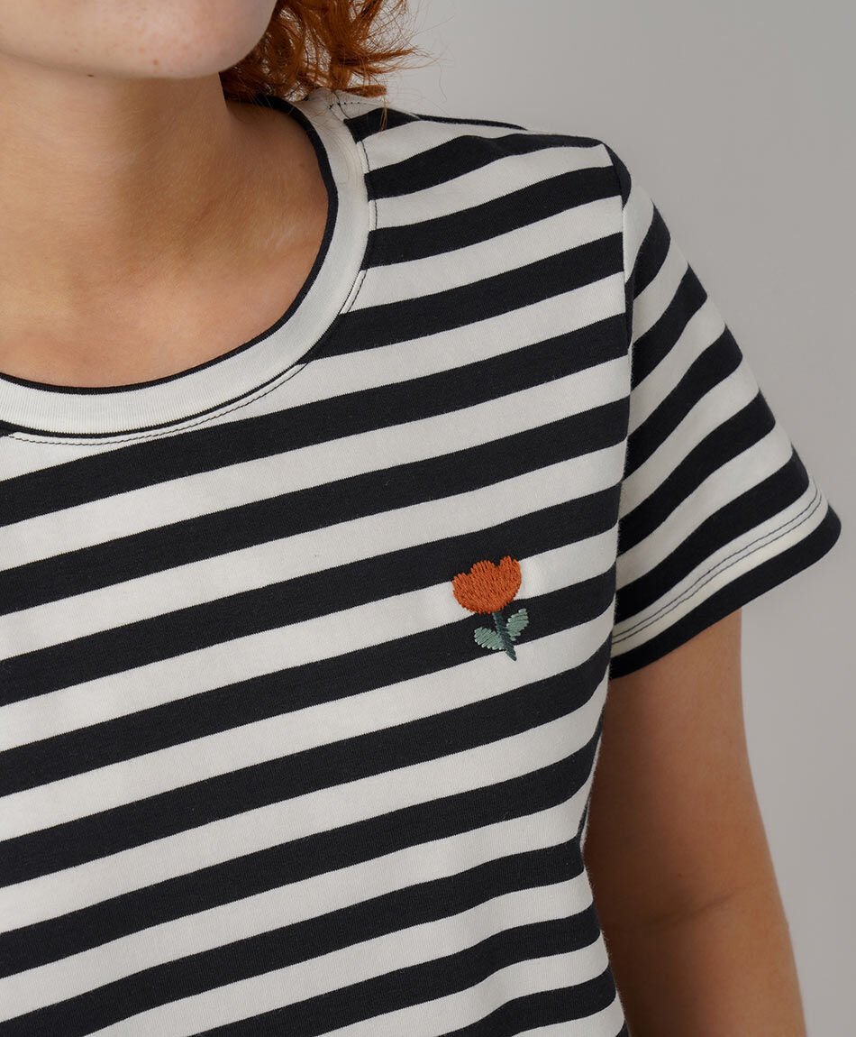 Polera mujer rayas rosa