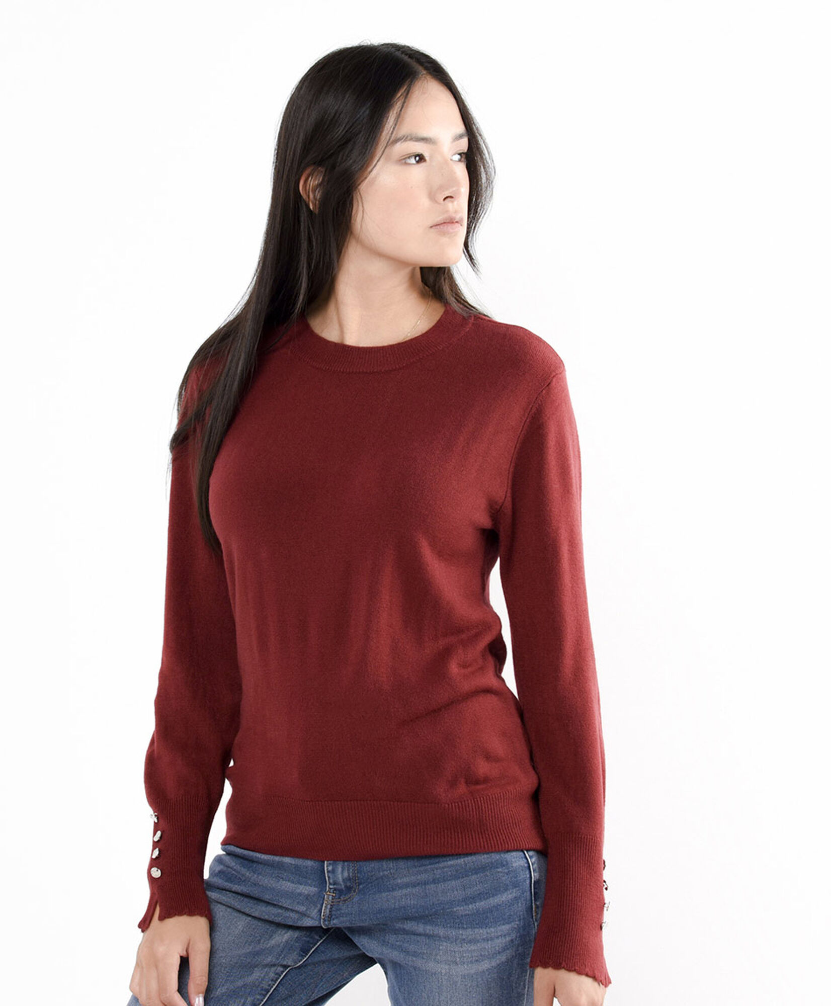 Sweater mujer botones manga rojo Sweater mujer botones manga rojo