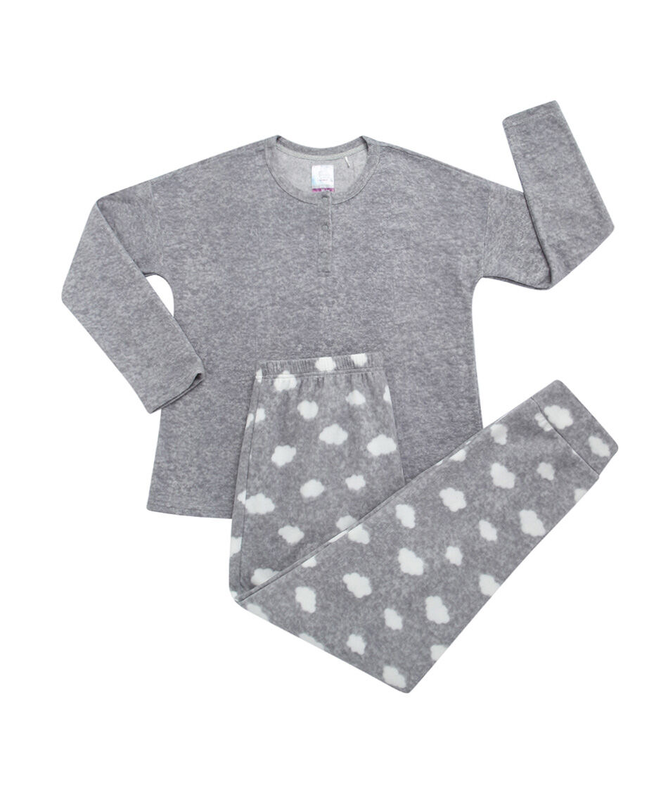 Pijama mujer polar nubes white