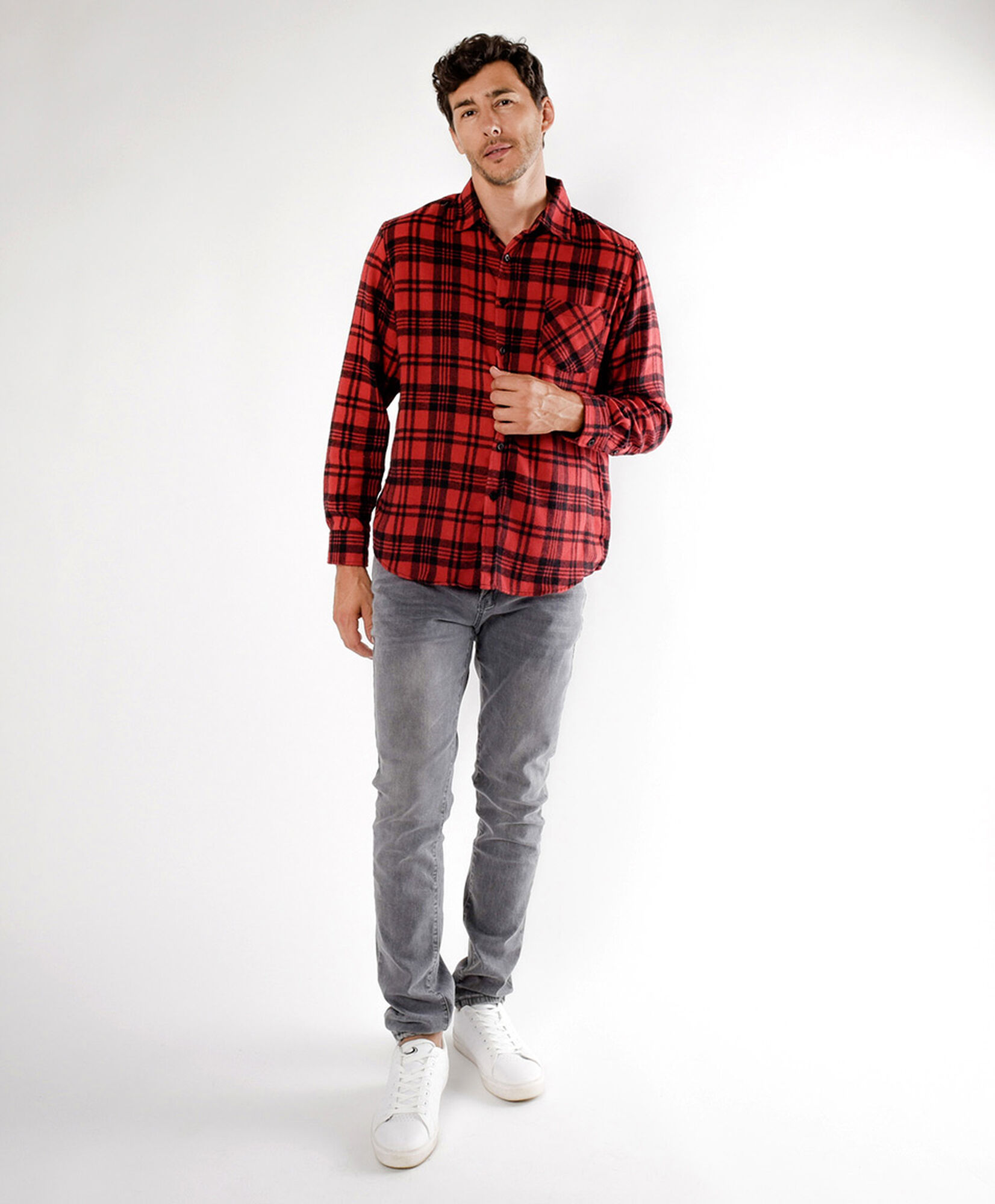 Camisa hombre franela cuadrille rojo Camisa hombre franela cuadrille rojo