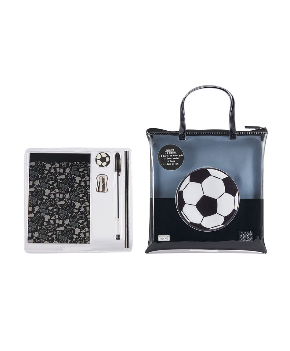 Set libreta + estuche escolar f&uacute;tbol