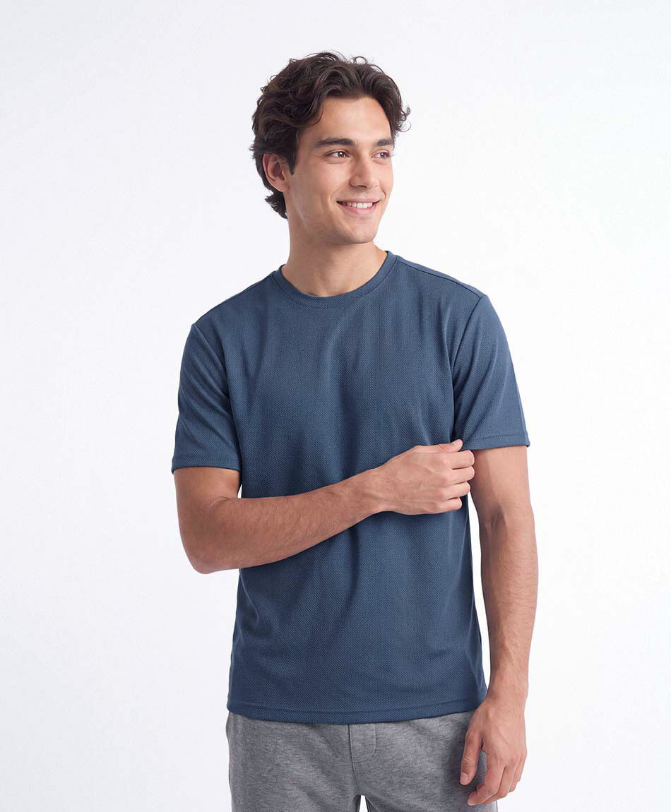 Polera deportiva hombre teturizada azul