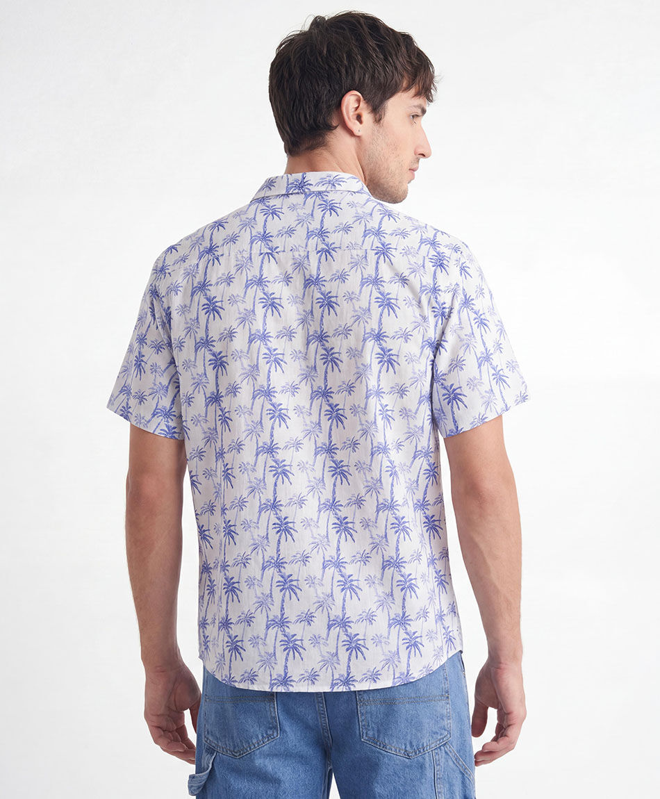 Camisa hombre palmeras lino