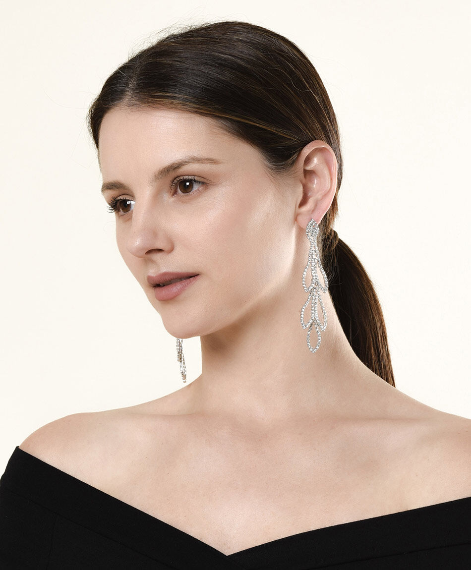 Aros mujer pidras plateadas