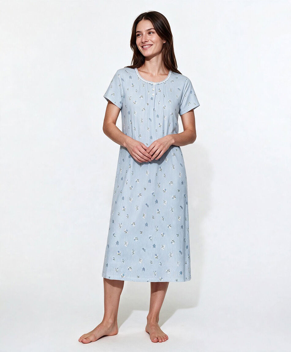 Camisa de dormir mujer rayas y flores