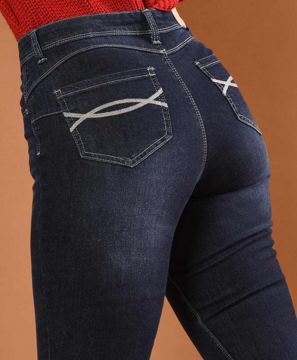 Jeans mujer desgastado &iacute;ndigo skinny fit