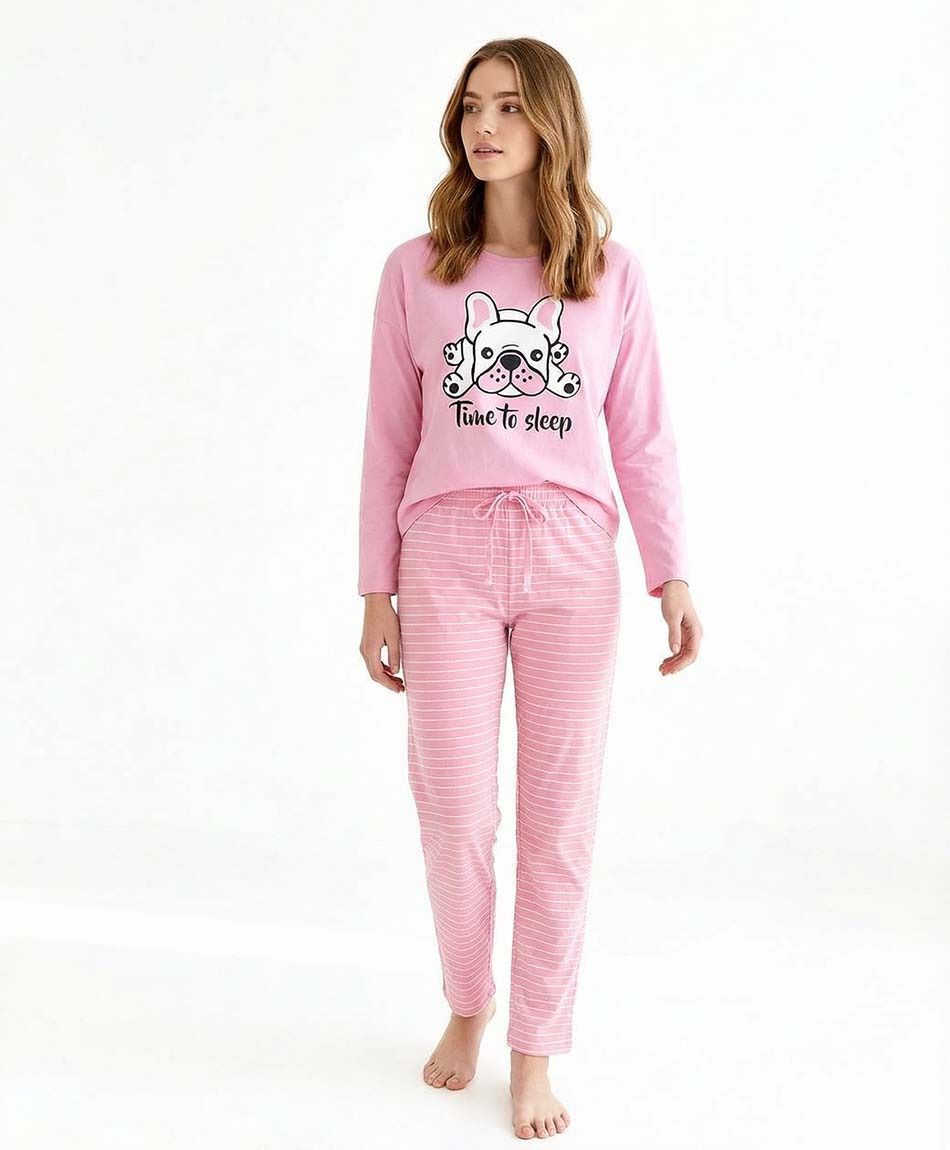 Pijama mujer rayas bulldog rose