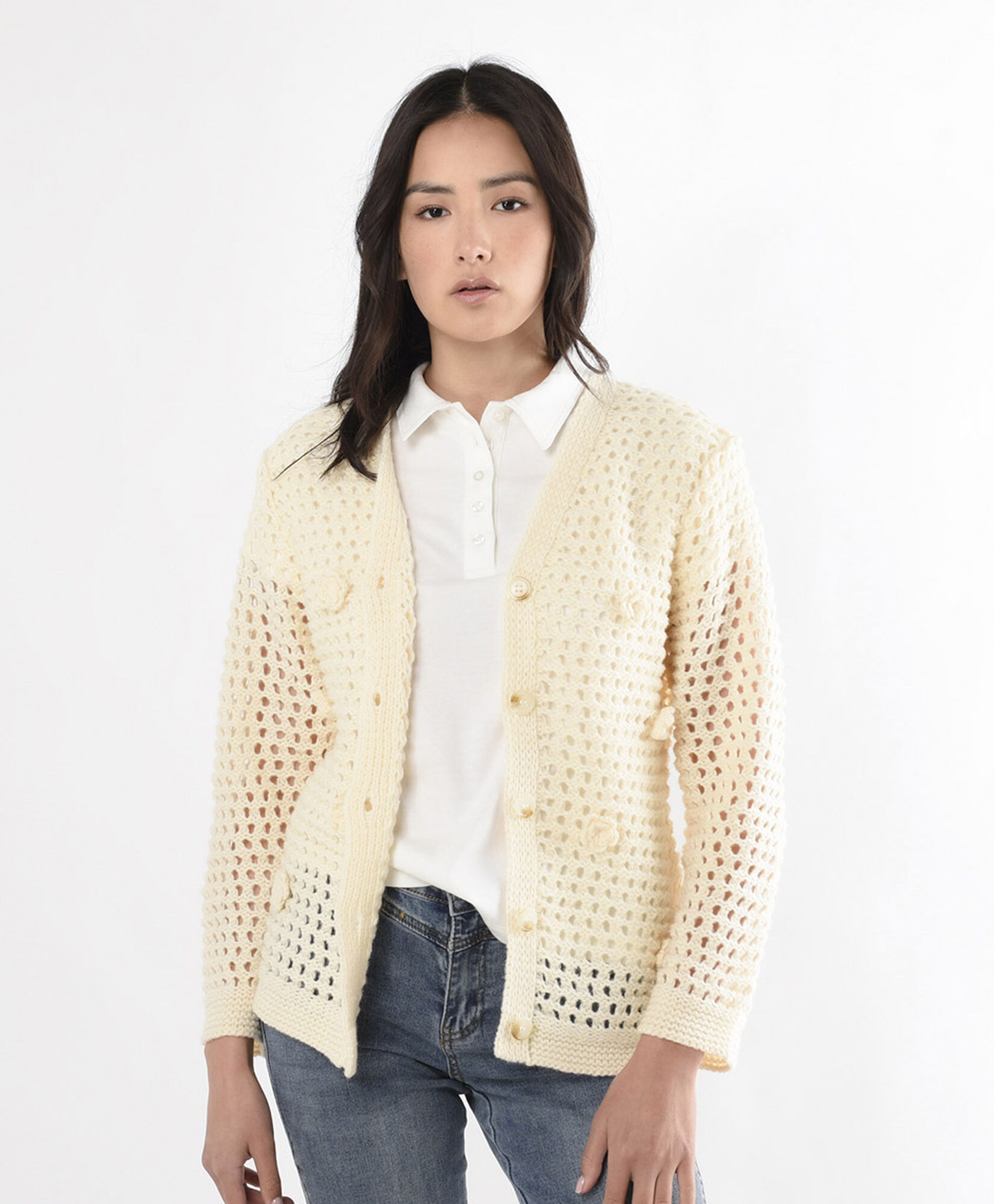 Tejido mujer cardigan flores Tejido mujer cardigan flores