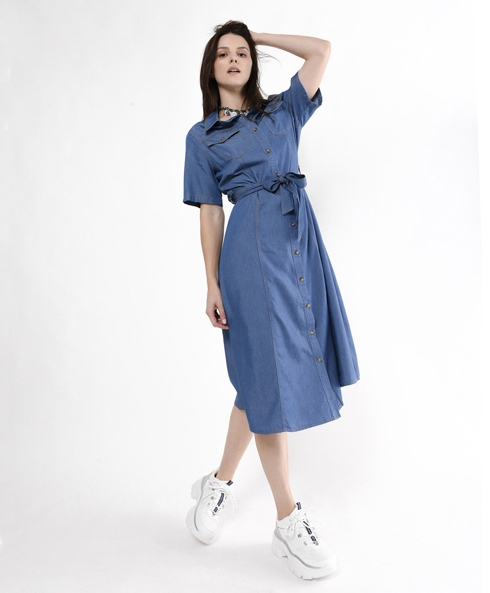 Vestido midi mujer denim botones Vestido midi mujer denim botones