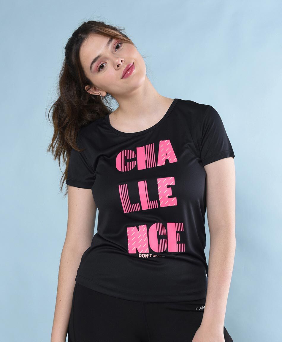 Polera deportiva manga corta cuello redondo