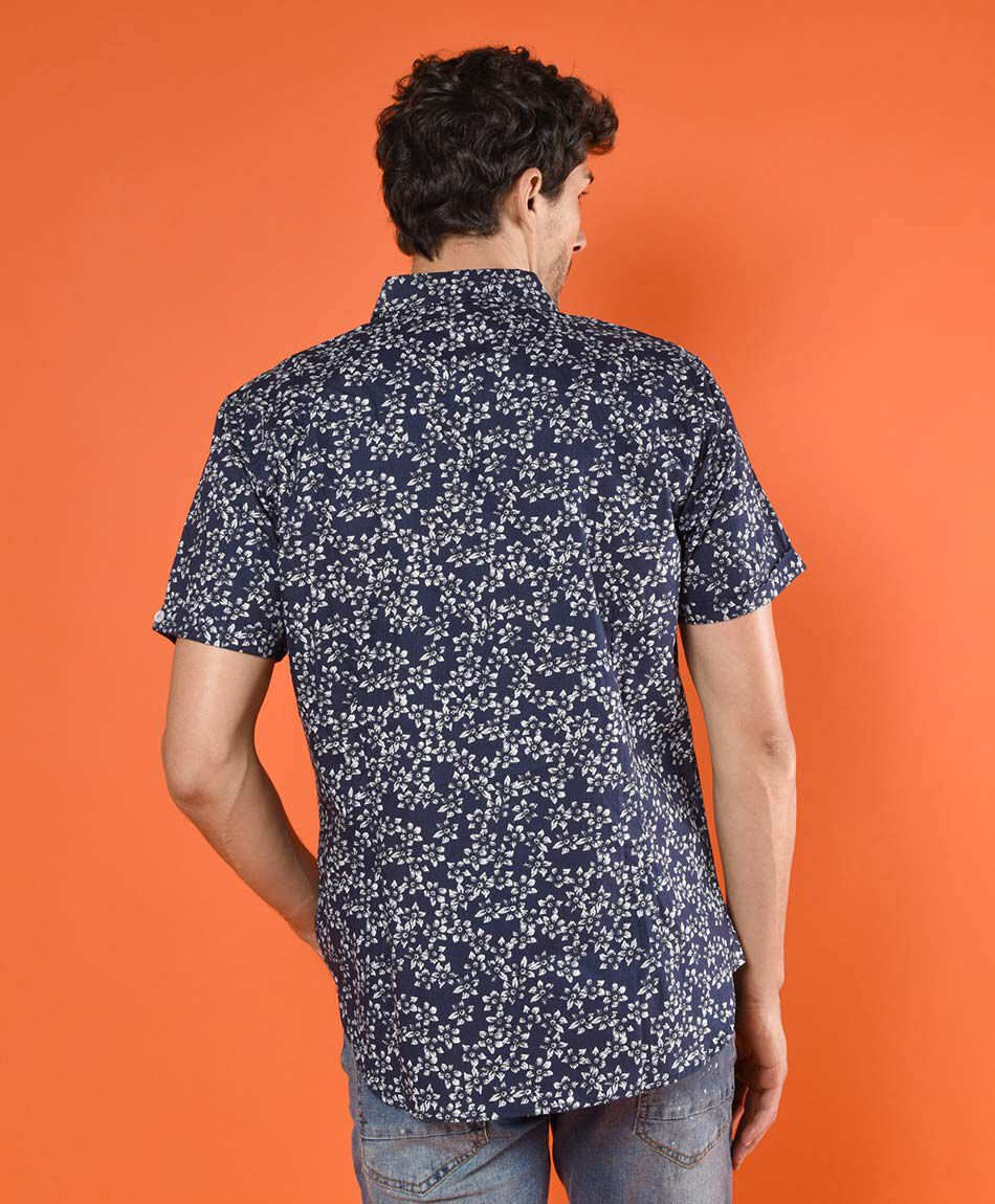 Camisa flores manga corta