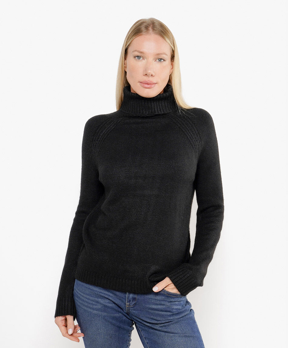 Sweater mujer cuello alto negro