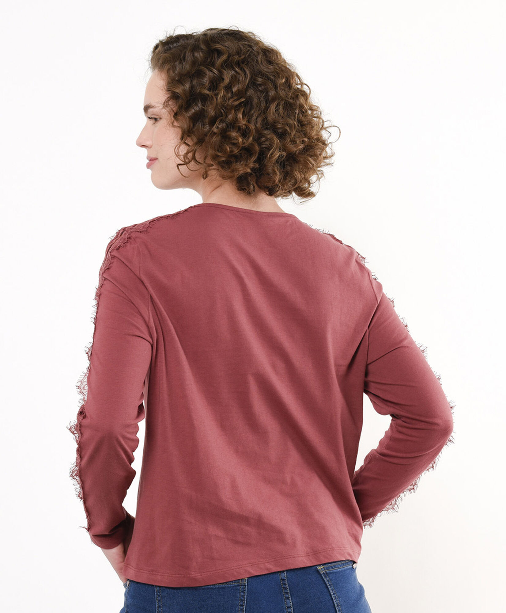 Polera mujer encaje manga Polera mujer encaje manga
