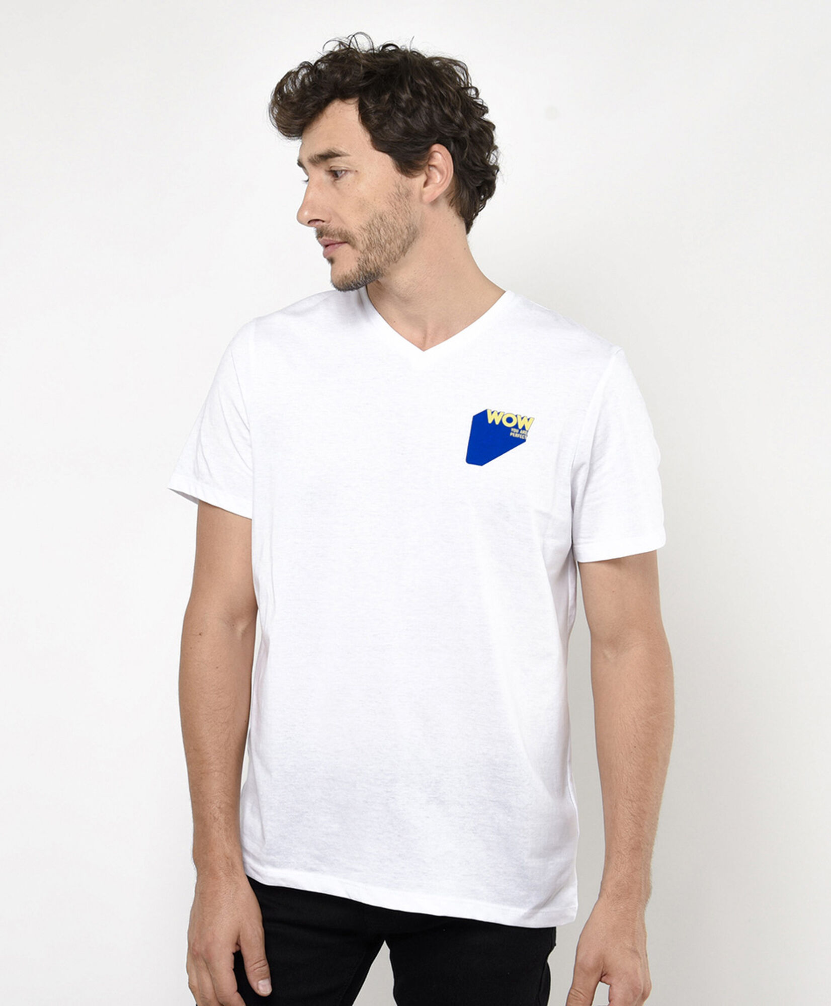 Polera hombre doble estampado wow Polera hombre doble estampado wow