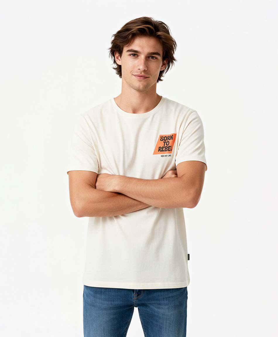 Polera hombre doble estampado rebel