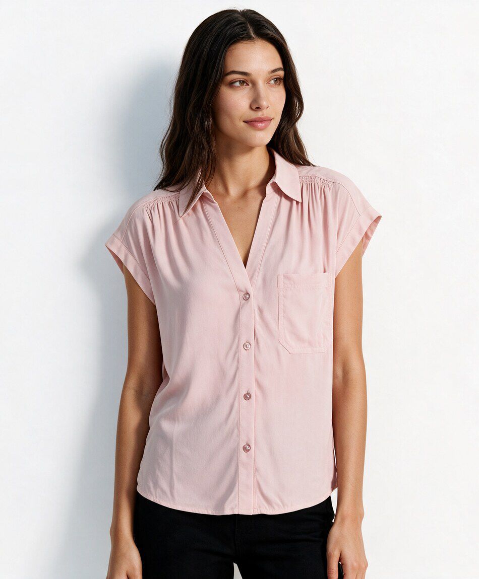 Blusa mujer camiseta detalle plisado