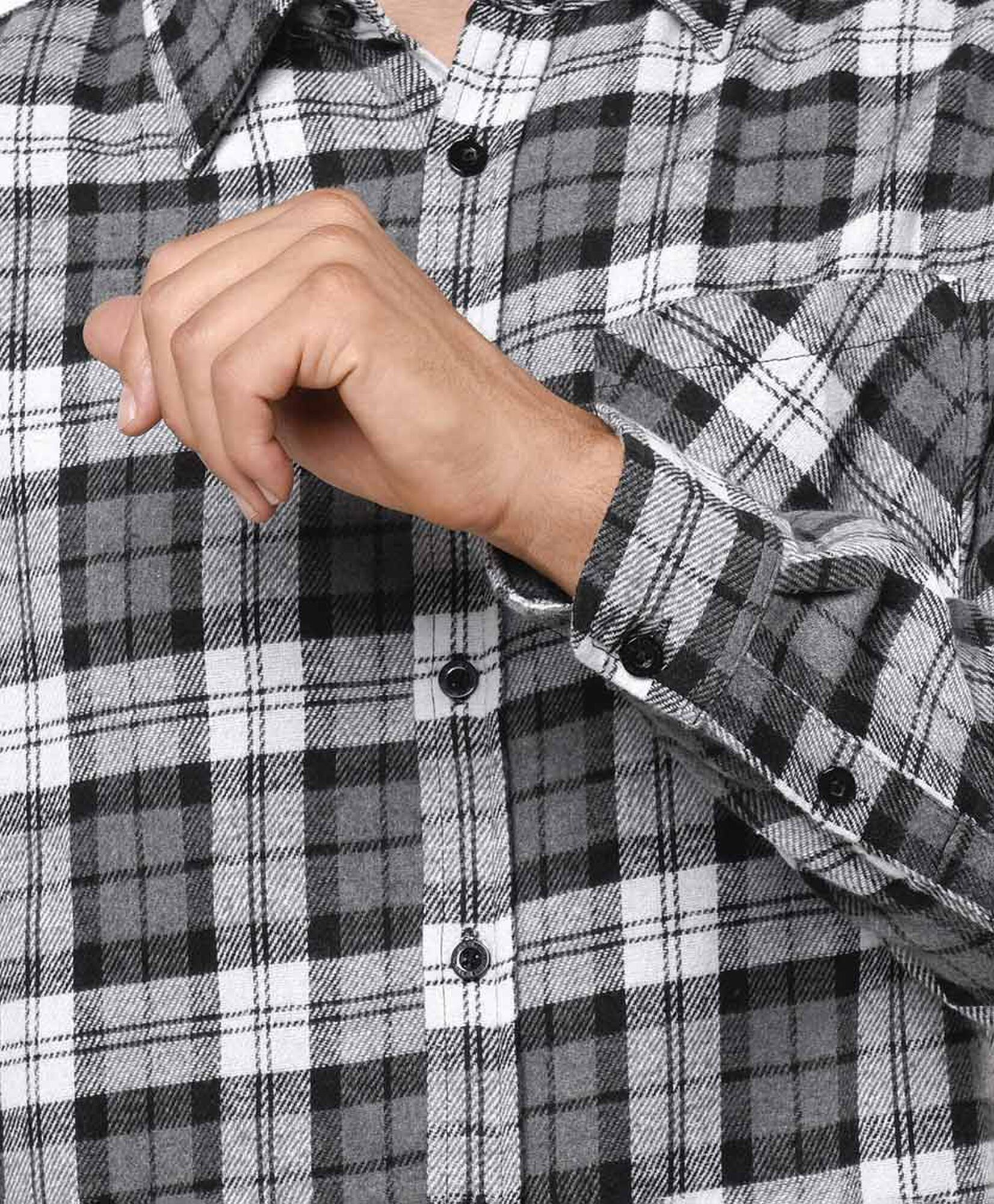 Camisa hombre franela gris y blanco Camisa hombre franela gris y blanco