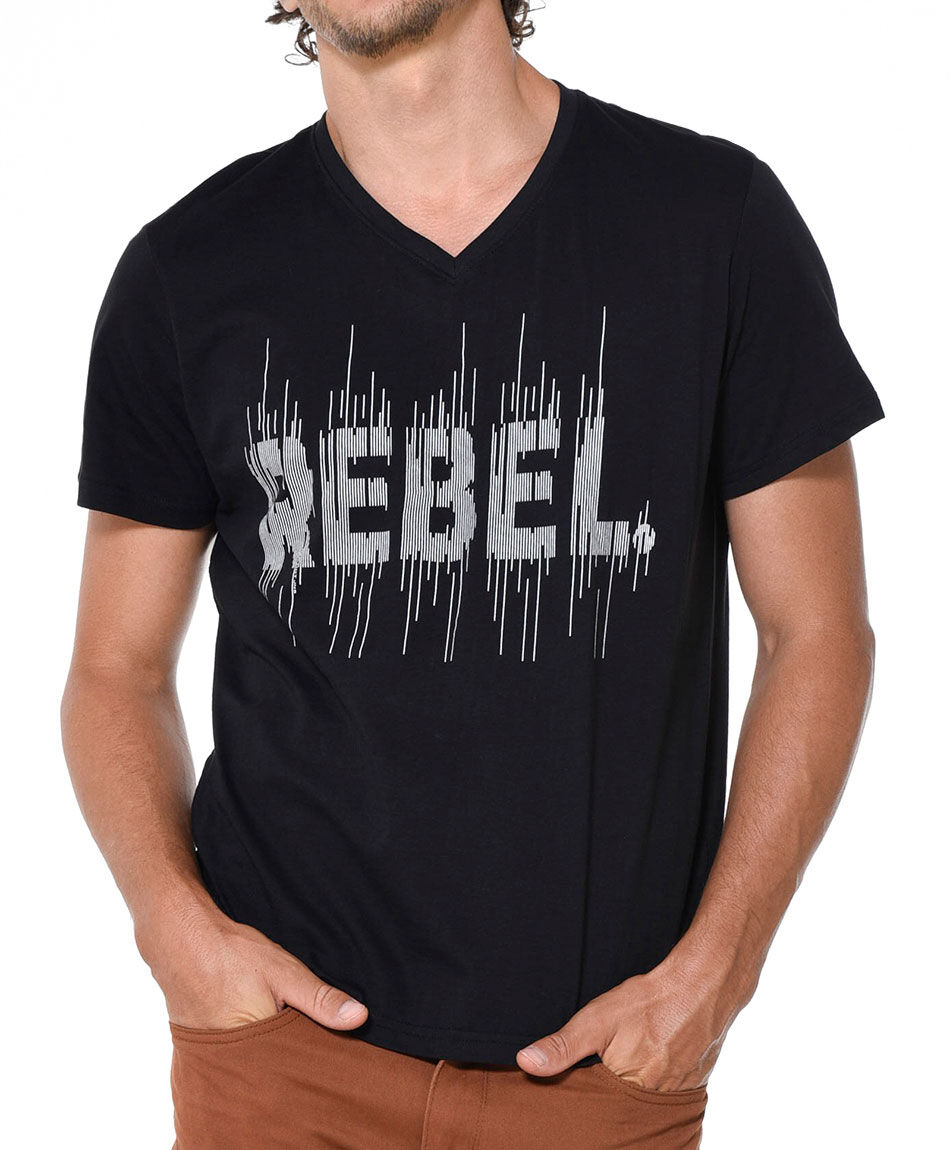 Polera estampada cuello v